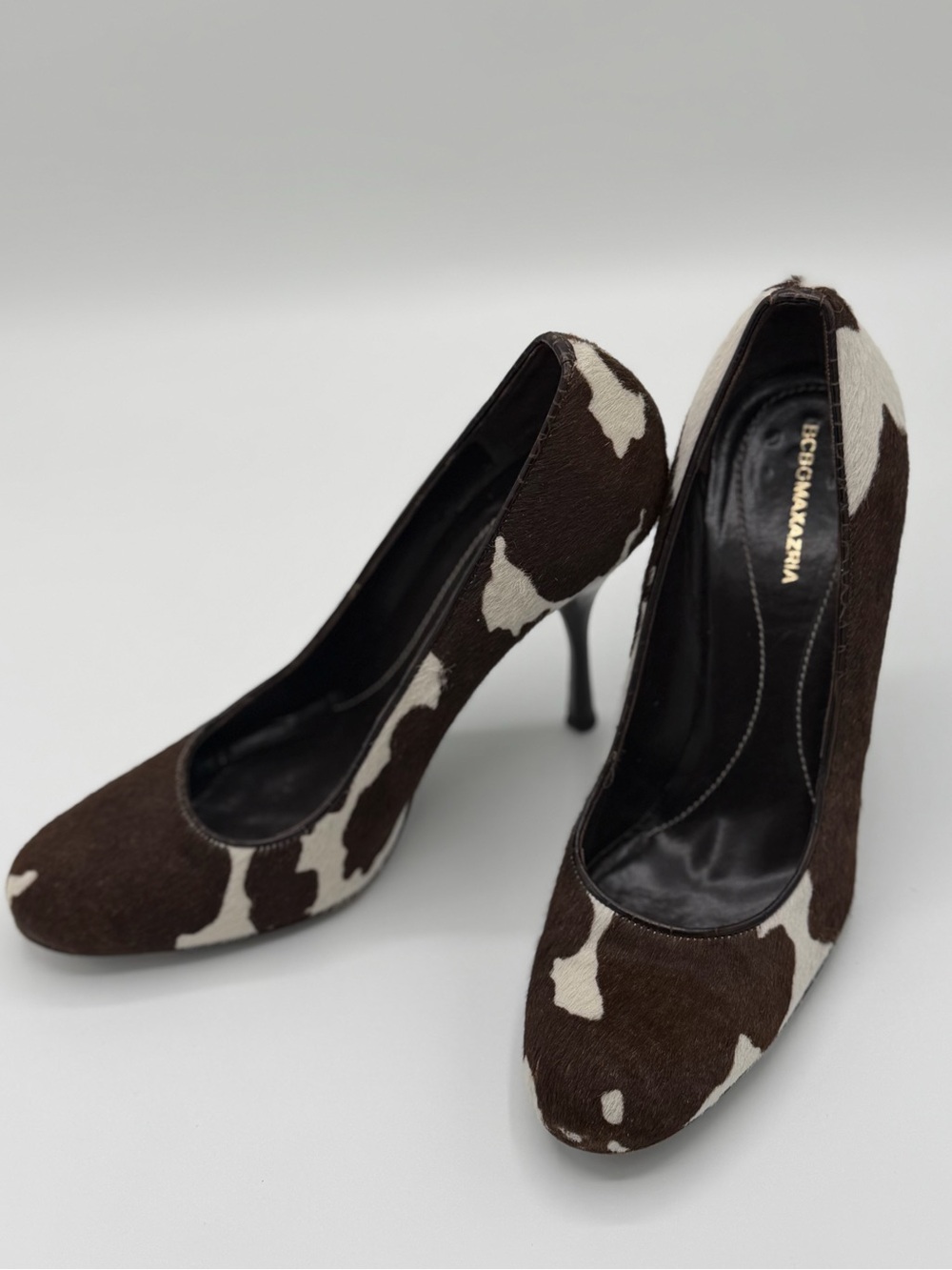 BCBGMaxAzria Cow Print Calf Hair Stiletto Heels Pumps